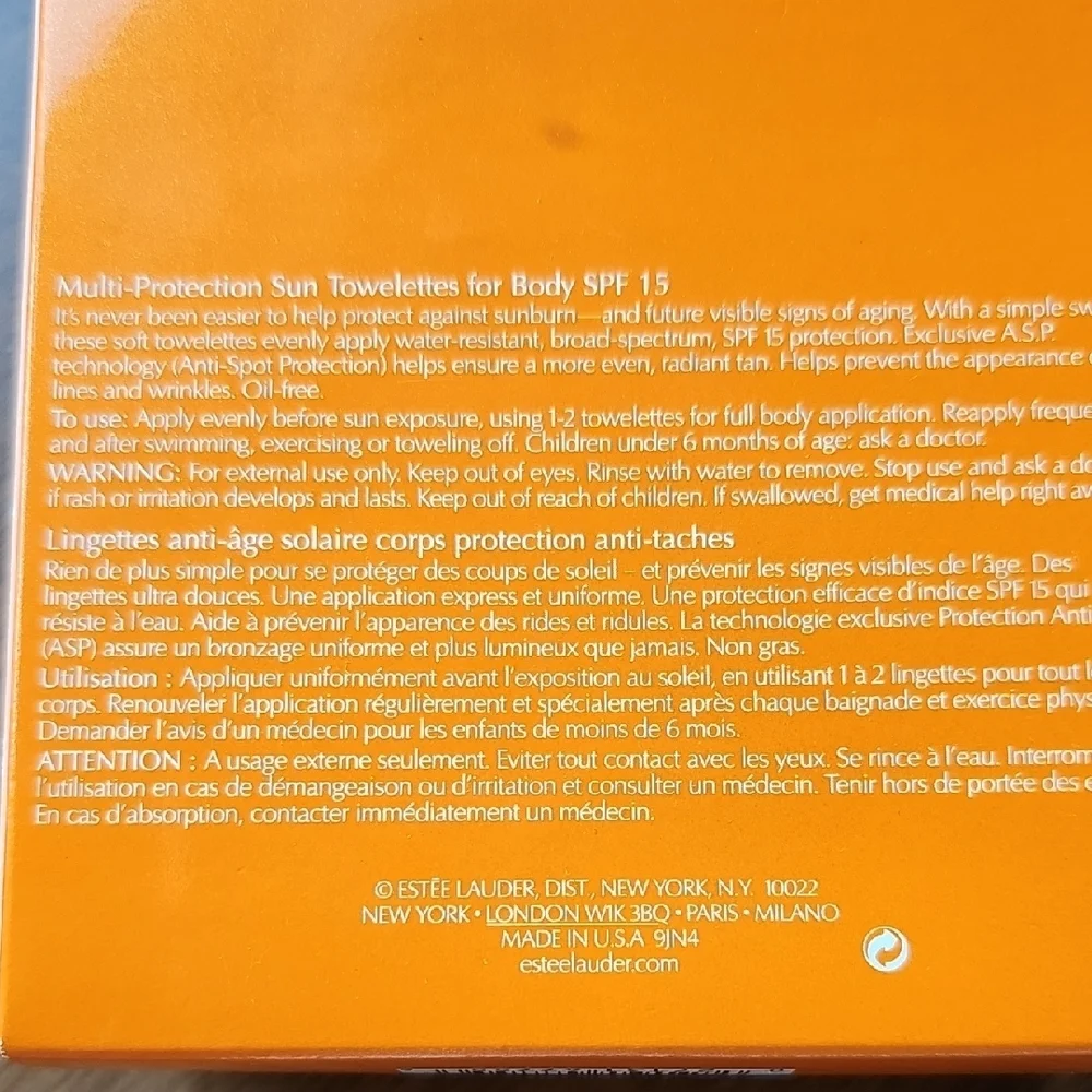 NIB Estee Lauder Sun Performance Sun Care Towelettes SPF 15 10 Individually Seal